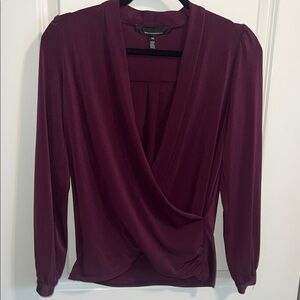 White House Black Market Deep Burgundy Wrap Blouse NWOT